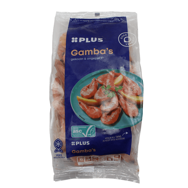 Cooked and unpeeled prawns