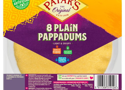 Patak's Pappadums ready to eat