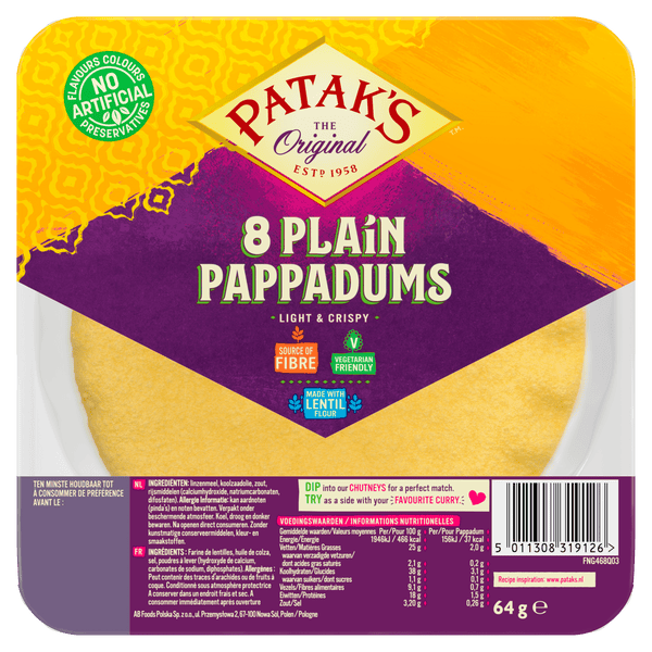 Patak's Pappadums ready to eat