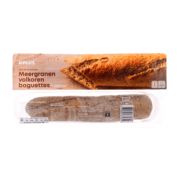 Baguettes volkoren meergranen 2 st