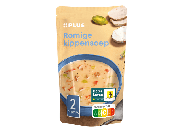 Soep in zak kippensoep