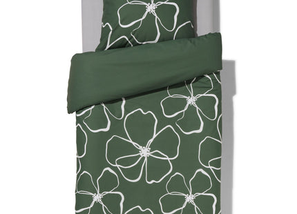 duvet cover 140x200/220 soft cotton flower green