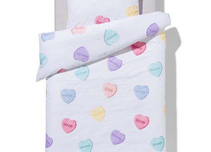 children's duvet cover soft cotton 140x200 hearts