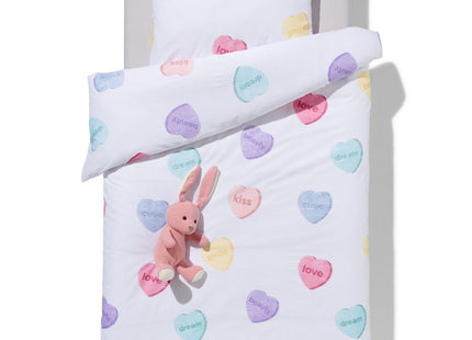 children's duvet cover soft cotton 140x200 hearts