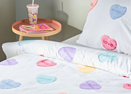 children's duvet cover soft cotton 140x200 hearts