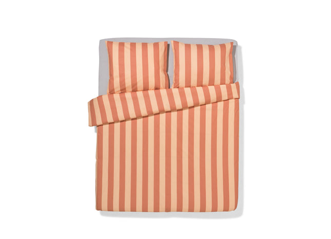 dekbedovertrek 240x200/220cm zacht katoen strepen perzik