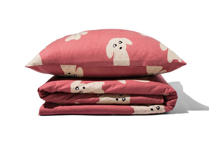 kinderdekbedovertrek flanel 140x200 hond rood