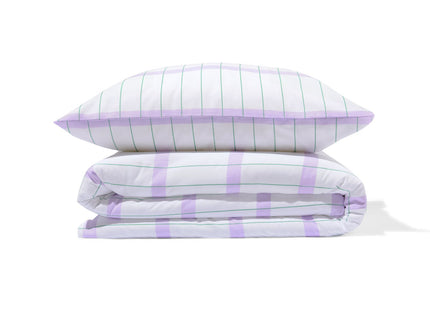 duvet cover soft cotton 140x200/220 blocks lilac