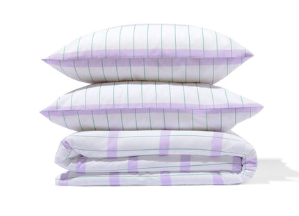 duvet cover soft cotton 200x200/220 blocks lilac