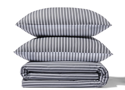 duvet cover soft cotton 240x200/220 gray with wide and narrow stripes