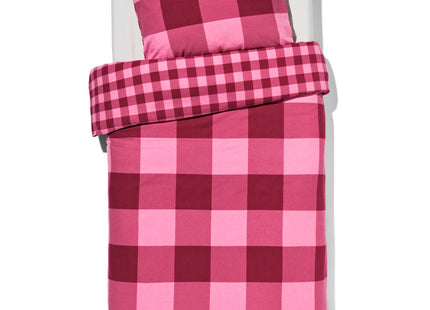 dekbedovertrek flanel 140x200/220 ruit roze rood