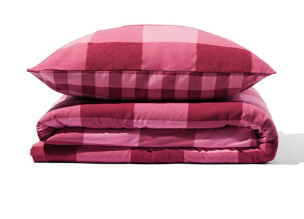 dekbedovertrek flanel 140x200/220 ruit roze rood