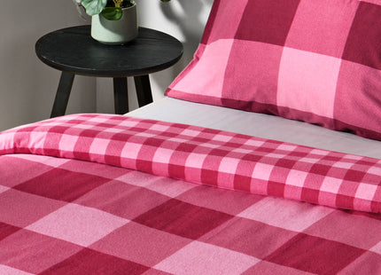 dekbedovertrek flanel 140x200/220 ruit roze rood