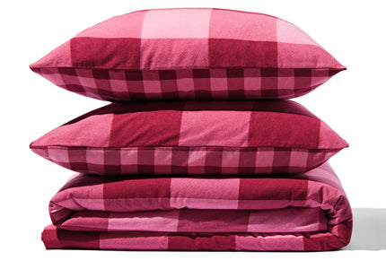 dekbedovertrek flanel 240x200/220 ruit roze rood