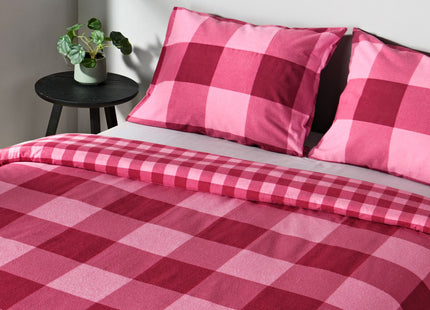 dekbedovertrek flanel 240x200/220 ruit roze rood