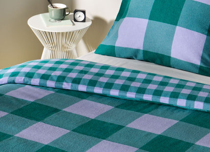 dekbedovertrek flanel 140x200/220 ruit groen