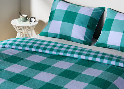 dekbedovertrek flanel 200x200/220 ruit groen