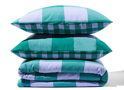 dekbedovertrek flanel 240x200/220 ruit groen