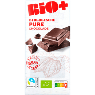BIO+ Chocoladereep puur 55% cacao fairtrade