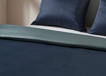 duvet cover satin 200x200/220 plain blue/grey