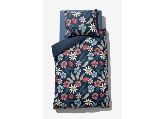 dekbedovertrek 140x200/220cm zacht katoen bloemen blauw