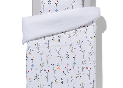 duvet cover soft cotton 140x200/220 flowers white