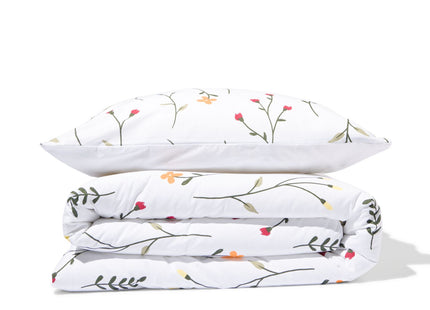 duvet cover soft cotton 140x200/220 flowers white