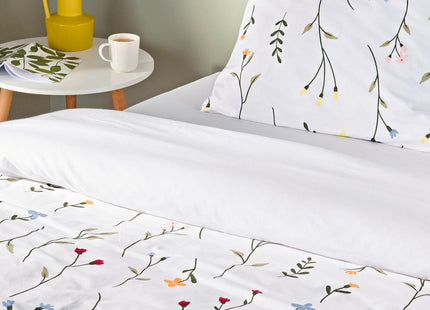 duvet cover soft cotton 140x200/220 flowers white