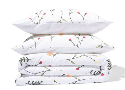 duvet cover soft cotton 200x200/220 flowers white