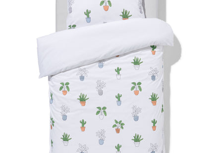 duvet cover soft cotton 140x200/220 plants white