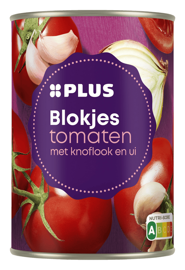 Tomatenblokjes met knoflook en ui