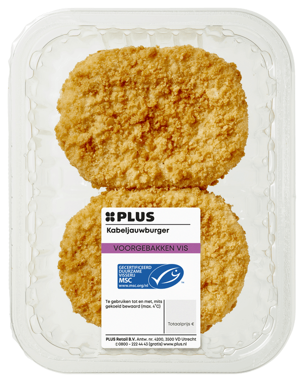 Gebakken kabeljauwburger 200 GR