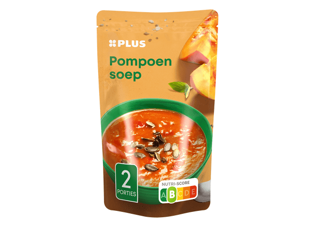Soep in zak pompoensoep