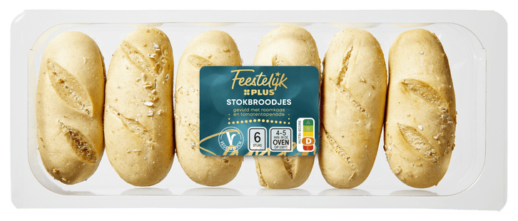 Feestelijk  Mini stokbroodje roomkaas tomaat