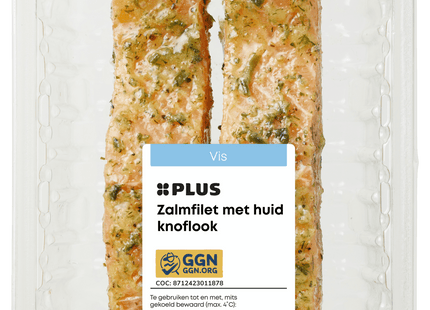 Zalmfilet met huid knoflookmarinade