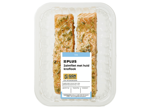 Zalmfilet met huid knoflookmarinade