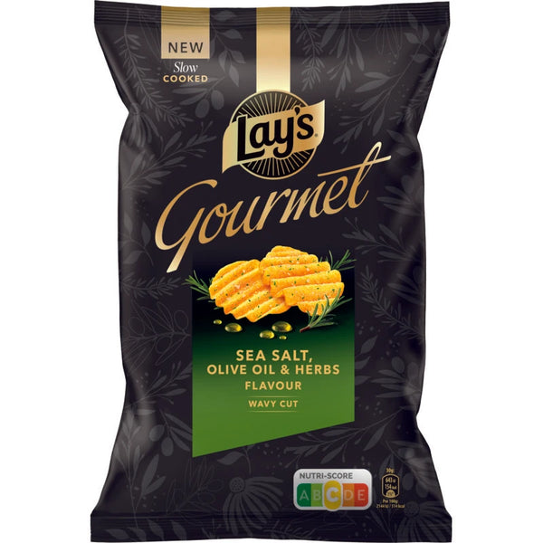 Lay's Gourmet wavy cut sea salt olive oil