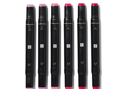 twin tip markers rood-roze - 6 stuks