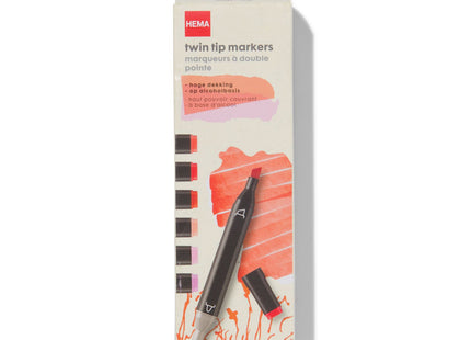 twin tip markers rood-roze - 6 stuks