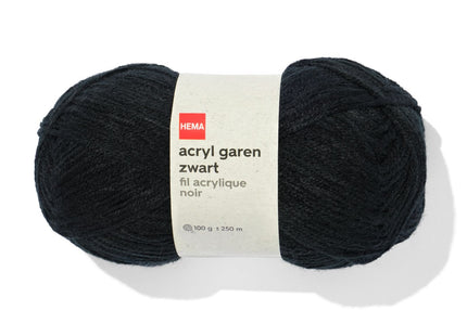 acryl garen zwart 100gram 250meter