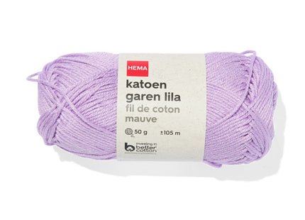 cotton yarn lilac 50gram 105meter