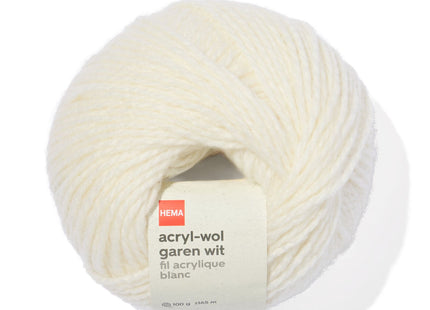 acryl-wol garen wit 100gram 165meter