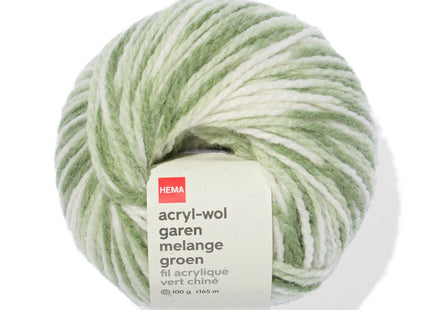 acrylic wool yarn green melange 100gram 165meter