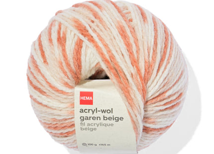 acrylic-wool yarn beige melange 100gram 165meter