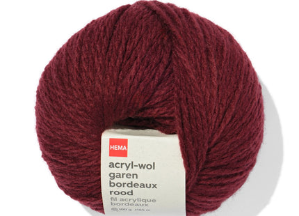 acryl-wol garen bordeaux rood 100gram 165meter