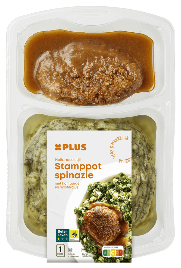 Spinazie stamppot hamburger