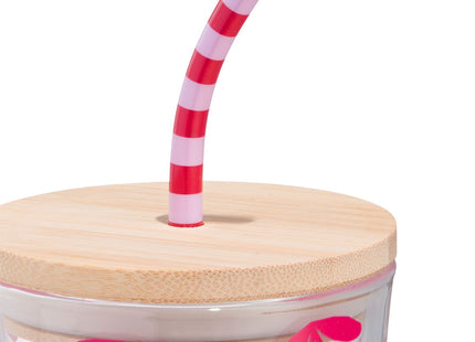 drinking cup with straw 410ml cherries