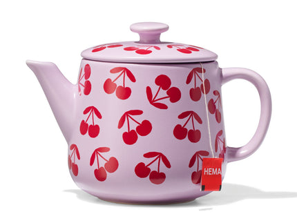 teapot 650ml earthenware cherries