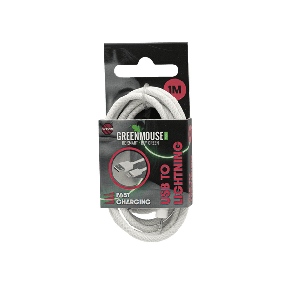 GreenMouse HP Zwart Lightning data cable Woven 1m