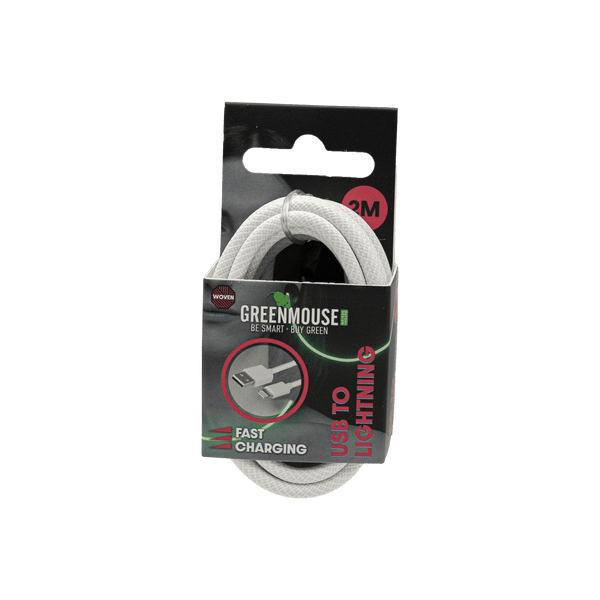 GreenMouse HP Zwart Lightning data cable Woven 2m